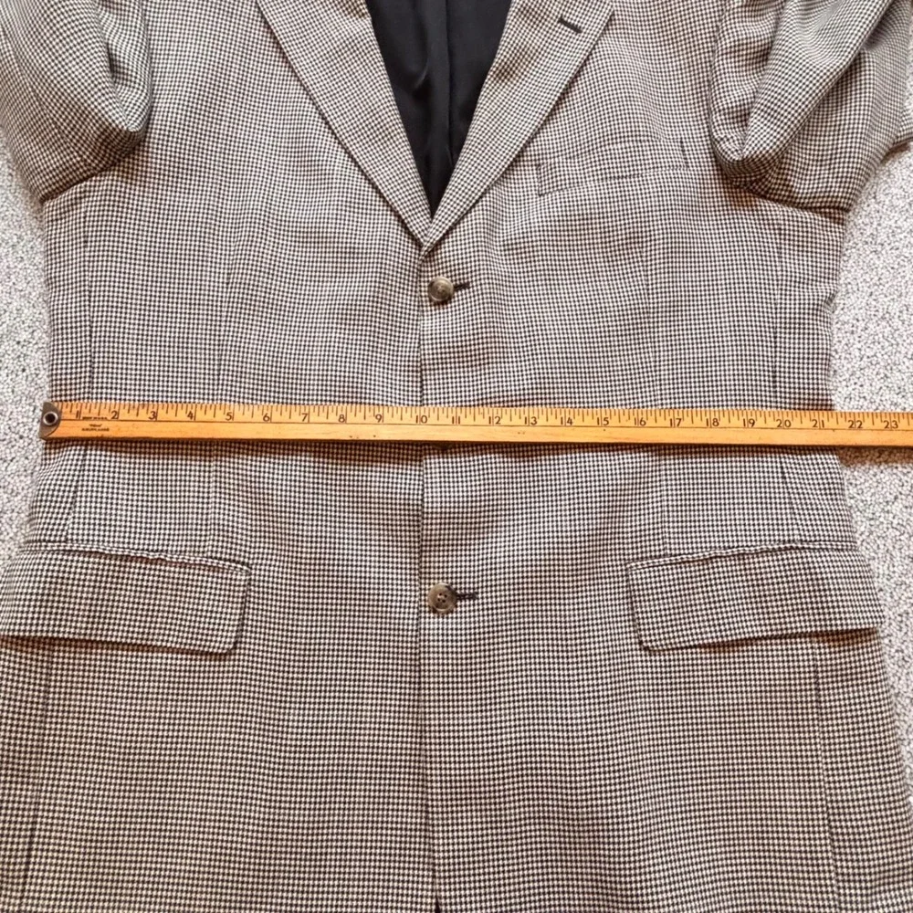 JOS. A. BANK Houndstooth Blazer 44L Brown Silk Wool Sport Jacket Preppy Classic